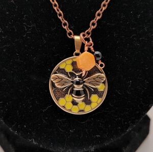 3D Gold Bee Pendant Necklace